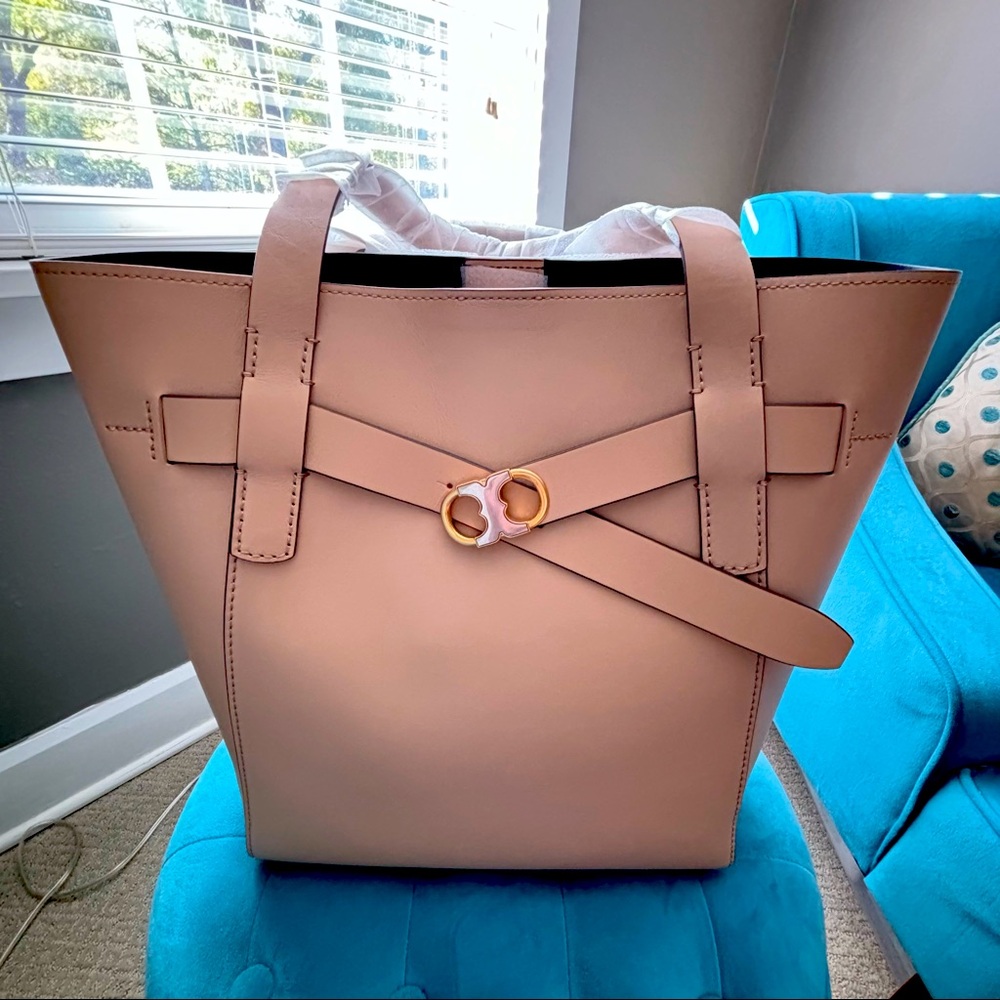 Tory Burch Gemini Leather Tote Color Sand